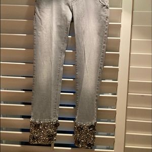 Italian Met Brand gray with jeweled ankles jeans